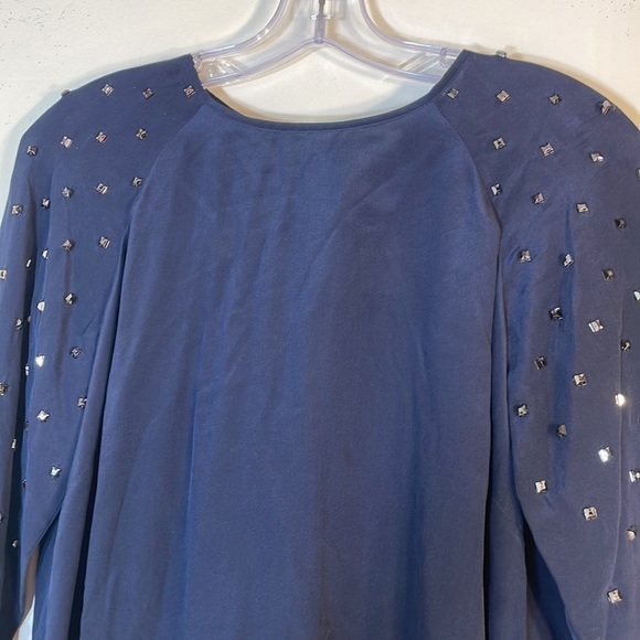 NWT. Club Monaco Small Kiki Silk Top With Hand Studded Chemise Eclipse Marine. - Picture 3 of 10